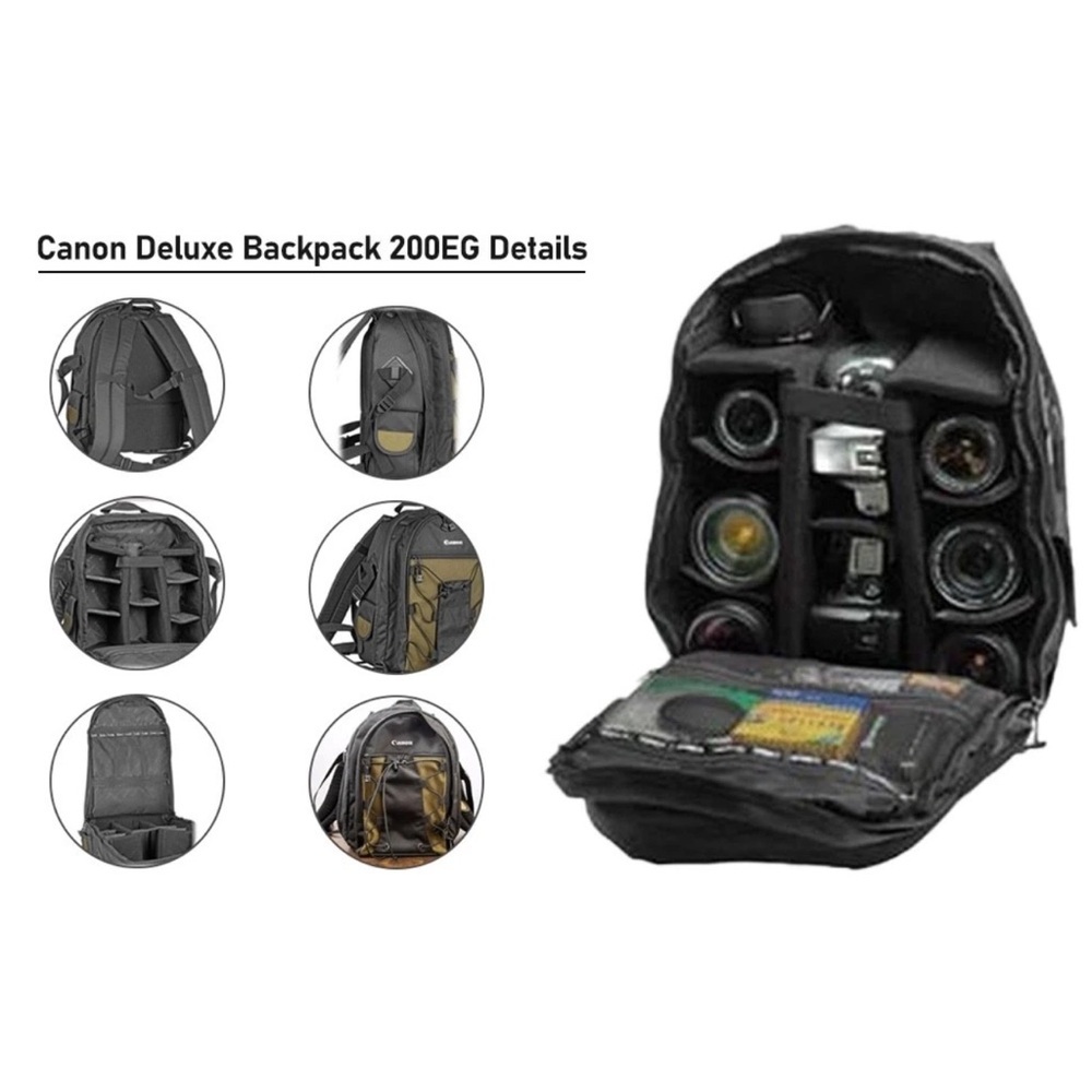 Canon | Deluxe Backpack 200EG Rugged Camera Lens Bag Black - Picture 7 of 13